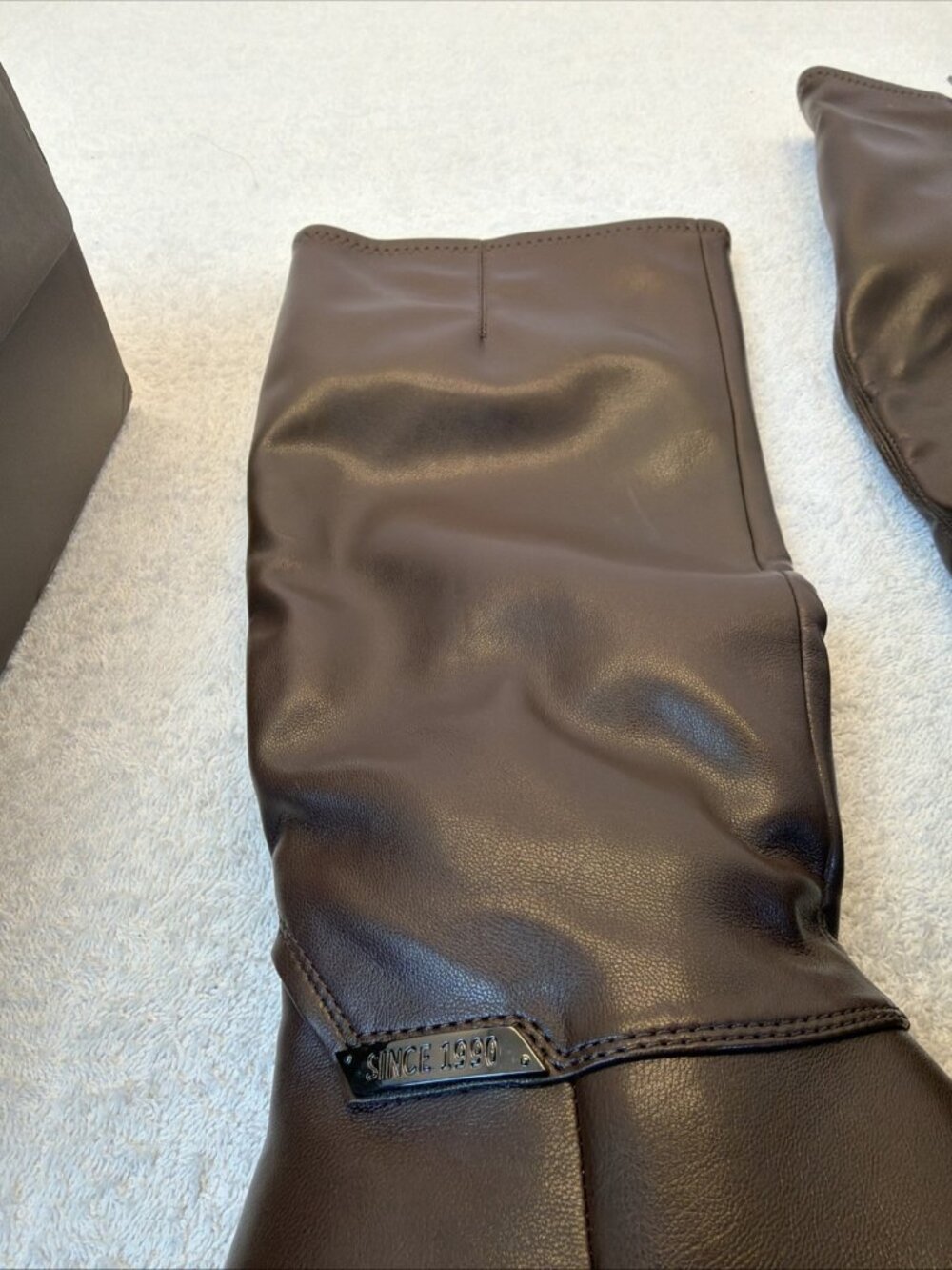 Franco Sarto Geralyn Knee High Boots Square Toe Brown Side Zip Women SZ 9 NEW - Picture 2 of 9